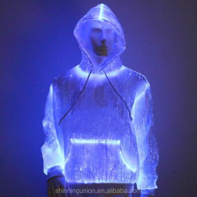 China Custom made custom made hoodies LED light fiber led luminous pullover hoodies with long sleeves for sale