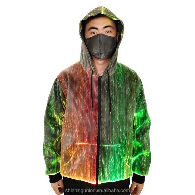 China Led Fiber Optic Hoodie Light Up LED Hoodie - RGB LED Fiber DJ Hoodies with Zipper Kangaroo Pocket and Long Sleeves for sale