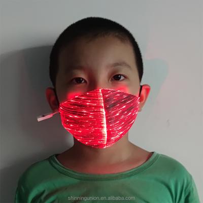 China Kids Sniff Mask 3 Colors LED Luminous Mask Custom Fiber Optic LED Tag Kids Face Mask For Kids Boys Girls for sale