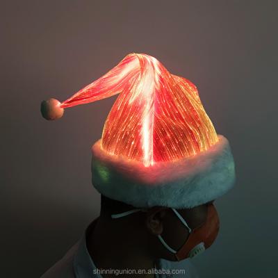 China Christmas Magic Hat Christmas Hat LED Fiber Optic Cloth Luminous Christmas Hat For Adults Men Women for sale