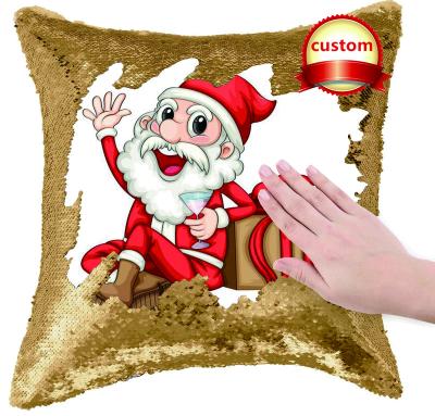 China Anti-Static Custom Luxury Christmas Decorative Anime Sofa Magic Blank Sequin Pillow Photo Cases Sublimation Pillow Case With Zipper Cushion for sale