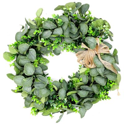 China New Fashion Environmental Eucalyptus 20Inch Summer Garlands For Front Door Amazon Farmhouse Greenery Wreath for sale