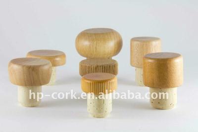 China Leak sealing strong wooden cork stopper/natural cork stopper/T-cap for sale