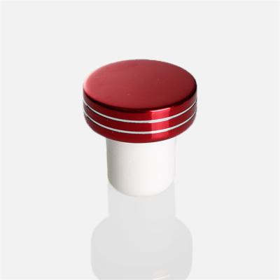 China Non Spill High Quality Synthetic Cork With Plastic Cap For Alcoholic Bottles For Brandy Vodka Whiskey Aluminum Band Cap for sale