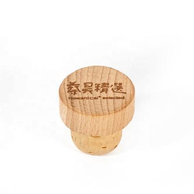 China Non Spill T Cork Wine For Liquor Bamboo Brandy Cap Cork Lid For Wine Bottle Beech Cap Cork Stopper Beverage Cover for sale