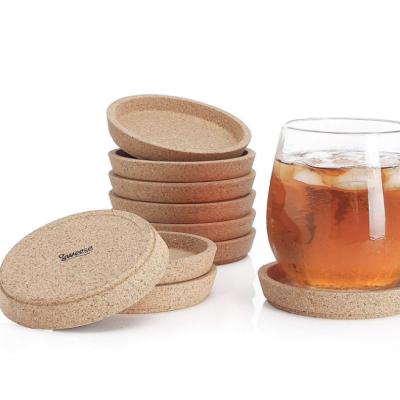 China Sustainable Reusable Glass Cork Holder Sleeve Cork With Cup Coffee Coaster Cork Mug for sale