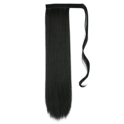 China Long V-Tip Hair Clip In Synthetic Ponytail Fiber Hair Extension Heat Resistant Wrap Around Curly Straight Pony Tail Wig for sale