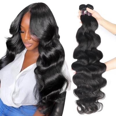 China Remy Human Hair Bundles 100% With Headband 3 Bundles With PrePlucked 250 Density 13x6 Body Wave Frontal Hair Wigs HD Transparent Lace Frontal Lace Front Wig With Baby Hair Remy for sale