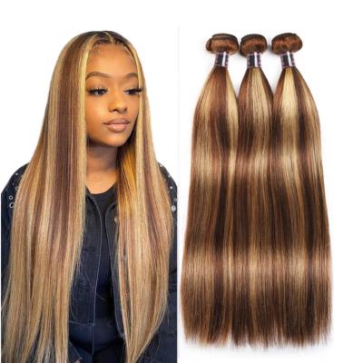 China Dropshipping Private Label Ombre Straight Highlight Bundles Closure Bundles Brazilian Bone Straight Brown Hair Bundles for sale