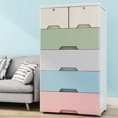 China Large Modern Drawer Plastic Macaron Baby Drawer Cabinet Baby Drawer Closet For Kids Storage for sale