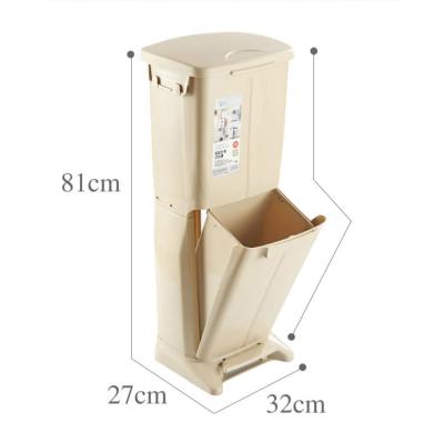 China Double Layer Trash Can Crative Design Double Layer Foot Pedal Kitchen Waste Bin Low Price Plastic Plastic Trash Bin for sale