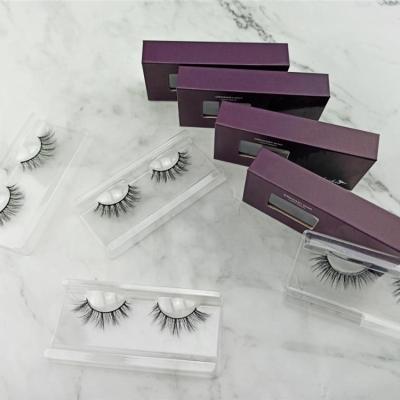 China 20mm Faux Mink Hair Lashes Long Natural Acrylic Tile Tint Silk Tray With Thick Full Case Band Lashes for sale