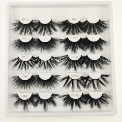 China Natural Eyelash 25 Mm 3D 25mm Thick Dramatic Natural Fluffy 5D Soft Strips Real Mink Eyelashes Lashes 10 Pairs Bulk Packaging Vendor Wholesale for sale