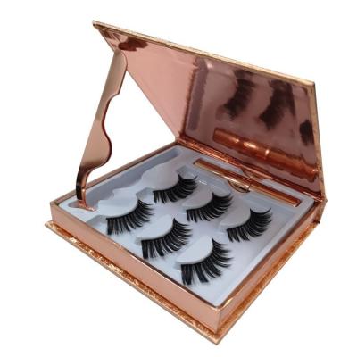 China 3d 25mm Long Individual Natural Eye Full Strip Eyelashes Handmade Thick Natural Fluffy Tool Magnetic Vendor Whips Adhesive Wholesale for sale