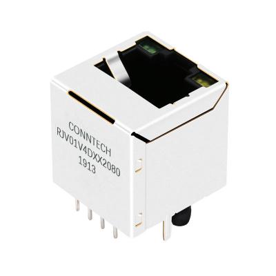 China Board Guide Vertical With Led Good Quality 1*1 Interface 180 Degree Single Port Rj45 Connector for sale