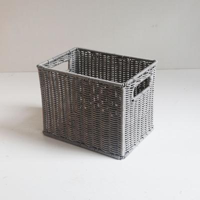 China Sustainable Plastic Rattan Woven Organizer Container Huangtu PP Laundry Baskets Baskets With Handle for sale