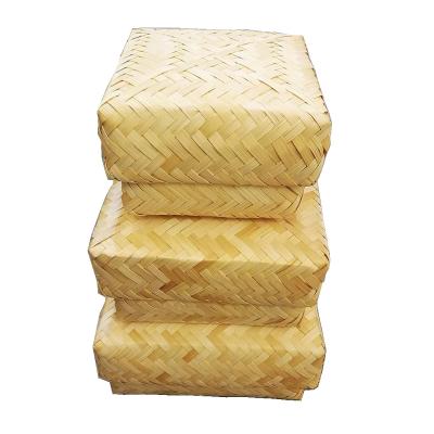 China Best Sustainable Selling Bamboo Gift Box Weaving Basket Bamboo Hand - Woven Bamboo Basket For Home Storage for sale