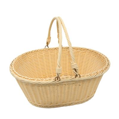 China Sustainable New Arrivals Shopping Basket Rattan Woven Wicker Baskets Shopping For Home Decoration for sale