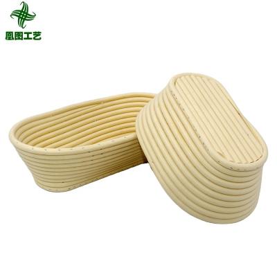 China Handmade woven rattan bread proofing basket cesta banneton oval bread basket proofing set customized by huangtu viable for sale