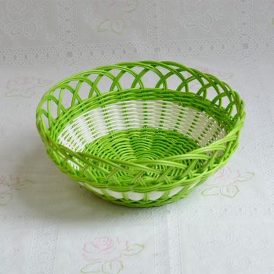 China Huangtu Sustainable Wholesales Plastic Rattan Basket Woven Snacks Storage Basket PP Fruit Container for sale