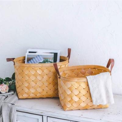 China Sustainable Wholesale Huangtu Custom Weaving Wooden Picnic Basket, Storage Basket for sale