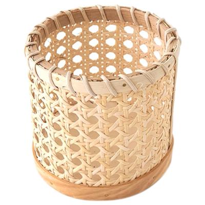 China Sustainable Natural Handmade Huangtu Rattan Chopsticks Memory Tube Spoon Holder Woven Knives Forks Bucket For Tableware for sale