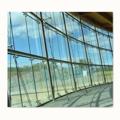 China Facade Prefab Exterior Building Steel Structure Tempered Clear Glazign Spider Curtain Wall System Exterior Wall Cladding for sale