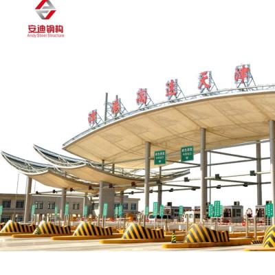 China Membrane Structure Sunshade Car Park Toll Station Membrane Structure Truss Structural Steel Structure Roof Covering Top for sale