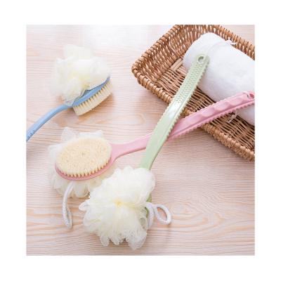 China Long Handle Bathroom Long Handle Back Scrub Bath Sweep Loofah Sponge 2 in 1 Hand Held Bath Back Brush for sale