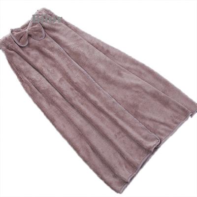 China Cheap Adult Super Soft Coral Fleece Bathskirt Towel Custom QUICK DRY Women's Cotton Bath Skirt for sale