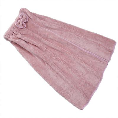 China Custom LOGO Coral Fleece Cute Bow Microfiber High QUICK DRY Fabric Bath Towel Quick Drying Absorbent Skirt for sale