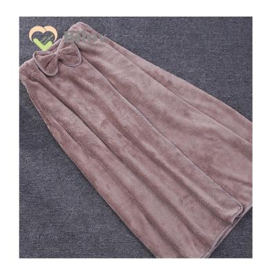 China Coral Fleece Is Soft Bow Adjustable Waist Decoration Absorb Fast Delivery QUICK DRY Thicken Bath Skirt for sale