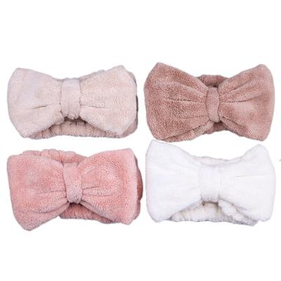 China Custom Logo Bowknot Spa Towel Headband Women Bath Beauty Soft Fashion Makeup Elastic Headband for sale