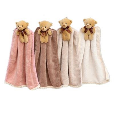 China Cartoon Disposable Bear Microfiber Kitchen Decorative Hand Towel Bathroom Hanging Cute Hand Towel for sale