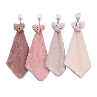 China Sustainably Hanging Thickened Dry Cleansing Hand Towels Super Absorbent Home Kitchen Cute Toweling Rags for sale