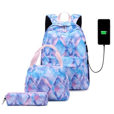 China With the Nordic printing set of new USB female backpack USB bag steamed back three computer stuffed bag female Nordic printing set for sale