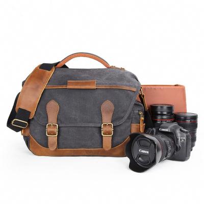 China Protect Camera Packing Hot Selling Vintage Leather With Weekend Single Camera Canvas Cross Body Bag Video Shoulder Bags for sale