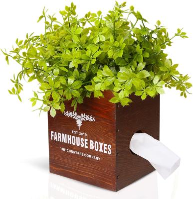 China Vibrant Country Farmhouse Decor Rustic Greenery Decor Faux Tissue Box for sale