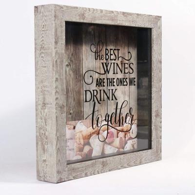 China 10x10 Viable Weathered Birch Shadow Box Wine Cork Holder Shadow Box for sale