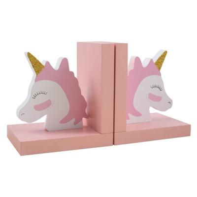 China Pretty Handmade Wooden Unicorn Bookend Storage for Desktop for sale