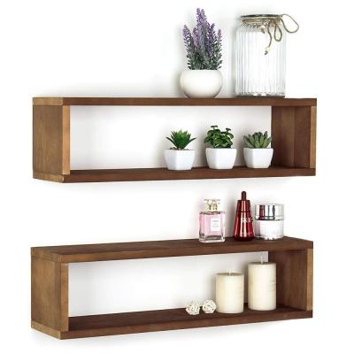 China Wholesale Wall Mounted Floating Shelf 24-Inch Natural Wood Finish Solid Wood for sale