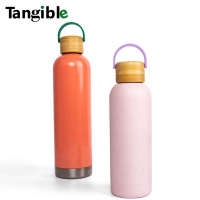 China 500Ml PORTABLE Bamboo Thermos Water Bottle Wholesale Customized Bamboo Thermos Coffee Bottle Mug Thermal Flask With Bamboo Lid for sale