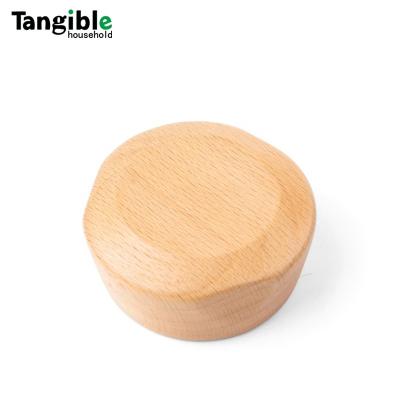 China Non Puddle Factory Custom Beech Wood Log Lid Lid For Water Cup Mug Tumbler Bottle Candle Jar Glass Jar Bamboo Lid for sale