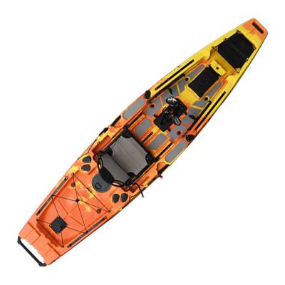 China Sit on Pedal Top Kayak Rotomolding Various Good Quality 395cm 13ft Pedal Drive Mast Fishing Kayak for sale