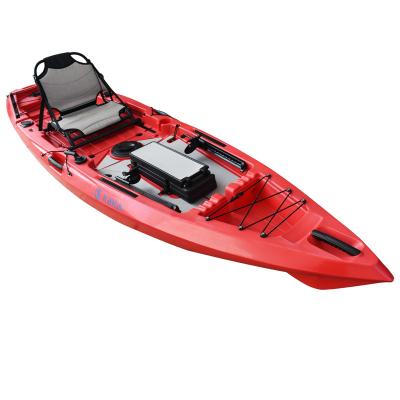 China Newly Developed HDPE 12ft Hybrid Sea Pedal Drive Fishing Kayak Max Green Red White Blue OEM Logo Outdoor Packing Layers Die Color Cut for sale