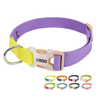 China Custom Padded Dog Collars, Chic City Fashion Ombre Color Webbing Pet Collar, Personalized Logo Adjustable Plain Pet Dog Collar for sale