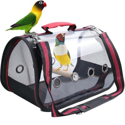 China 360 Degree Bird Carrier Bag Pet Parrot Travel Guided Cage With Stand Perch Bird Carrier Bag Strong Breathable Zipper for sale