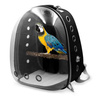 China Bird Travel Stocked Transparent Backpack Cage Lightweight Portable Pet Bird Parrot Carrier Backpack for sale