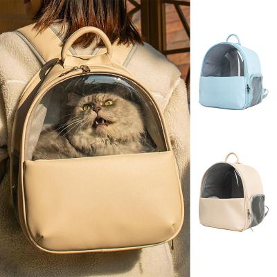 China Mini Fashion Leather Cat Carrier Backpack Portable Pet Travel Stored Bags Carrier For Cats for sale