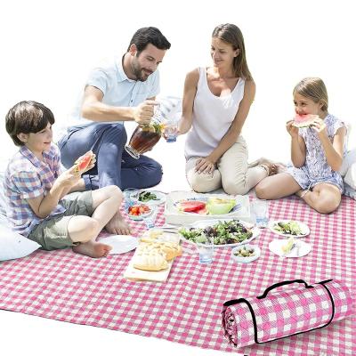 China Polyester Plaid Pink Color Easy-Fold Printed Waterproof Loose Mat Picnic Blanket Covering Picnic Blanket for sale